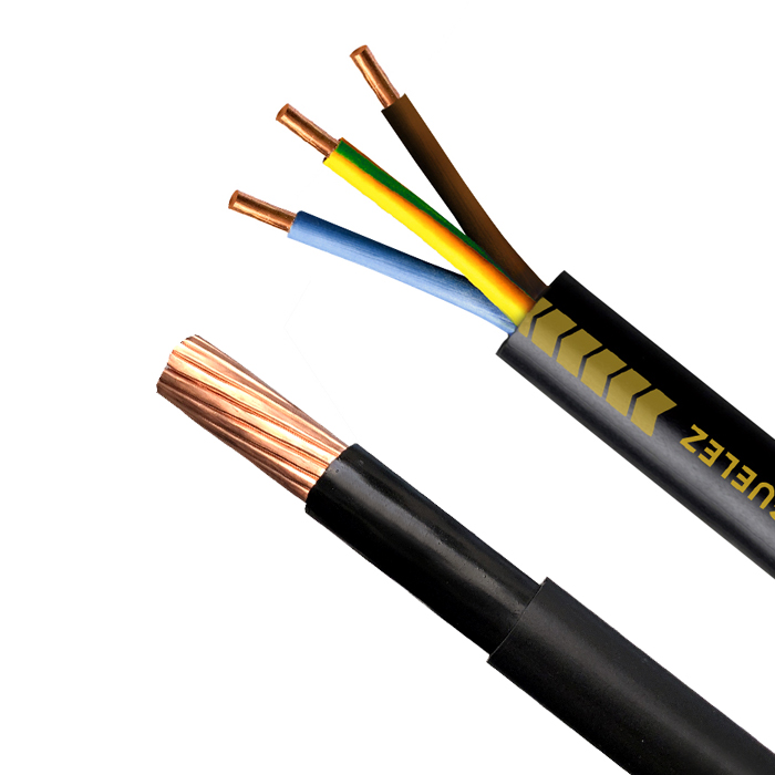 Cable eléctrico revestido en tejido negro resistente a los rayos UV